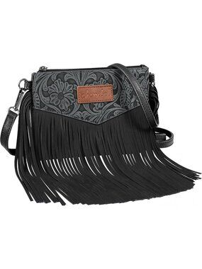 Women's Black Western Fringe Purse Small Rodeo Country Concert Crossbody Bag